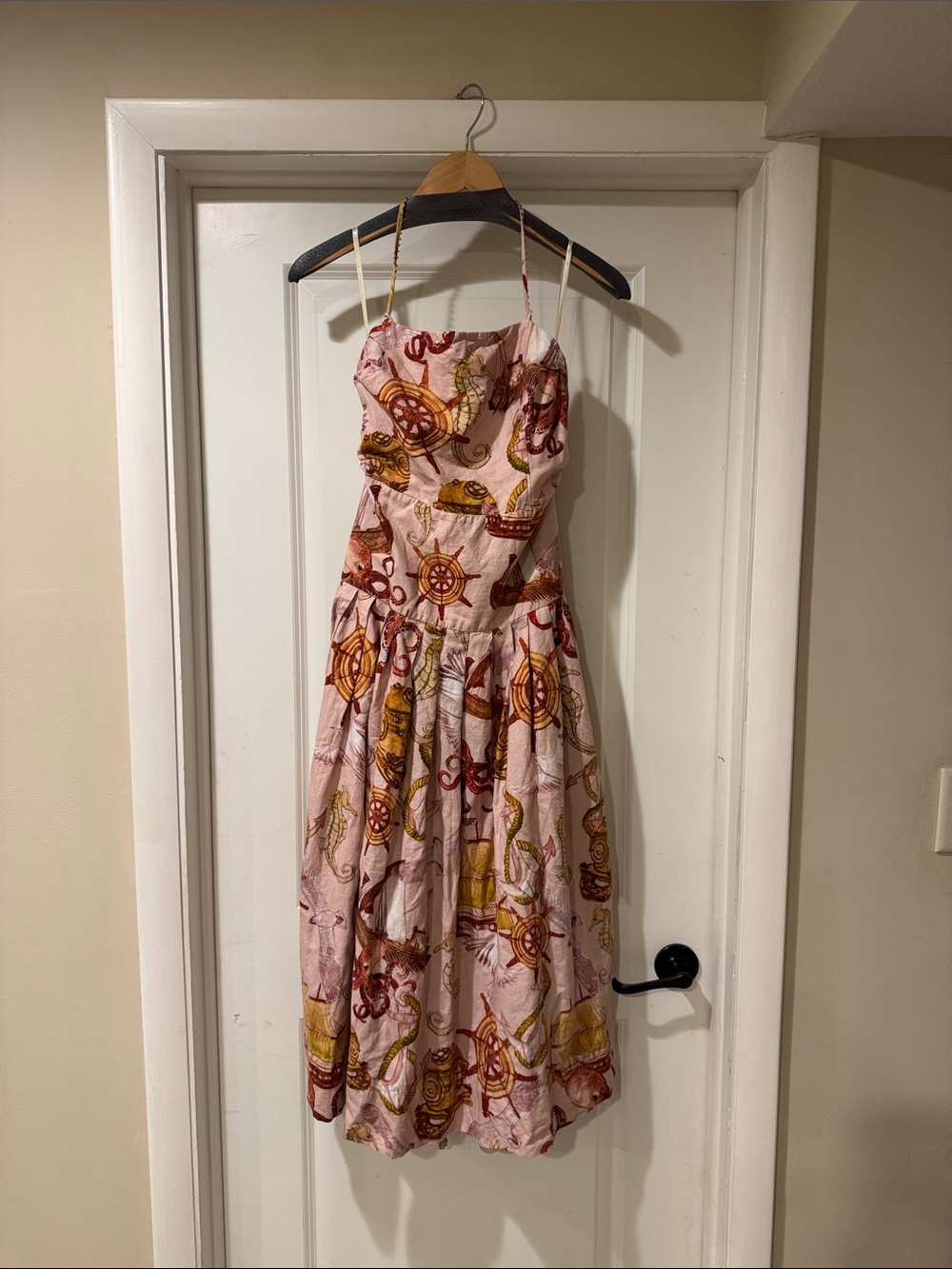 FARM Rio for Anthropologie Pink Nautical Print Midi Dress